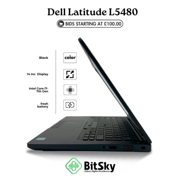 Dell Latitude L5480: i5 7th Gen, 14" Screen, 8GB RAM, 256GB SSD, Webcam - Black - Image 5