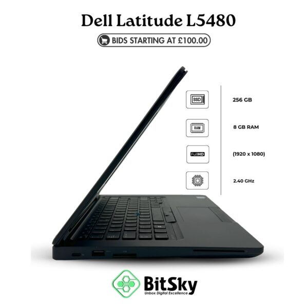 Dell Latitude L5480: i5 7th Gen, 14" Screen, 8GB RAM, 256GB SSD, Webcam - Black - Image 2